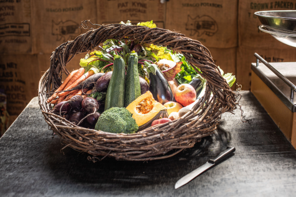 A large basket of vegetables