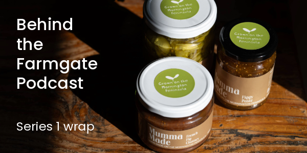 Mornington Peninsula made preserves in jars on a kitchen bench.