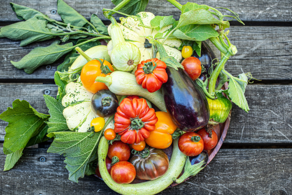 Freshly harvested summer produce from Polperro.