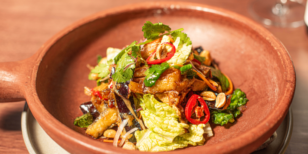 Eggplant salad with Asian herbs from Many Little Dining
