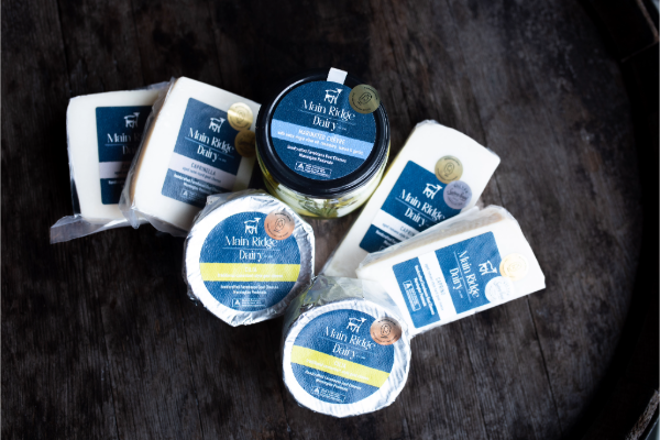 Range of award winning goat cheese from Main Ridge Dairy